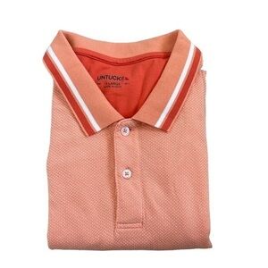 Untuckit Men’s casual polo shirt striped collar peach XL